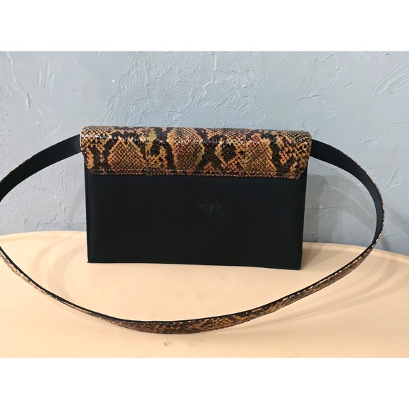 Vintage Missoni Snakeskin Clutch With Removable Shoulder Strap Snap Button Black